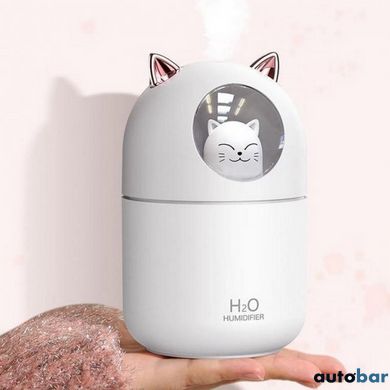 Зволожувач повітря Humidifier H2O Cat USB із котиком на 300мл. Колір: білий