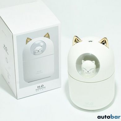 Зволожувач повітря Humidifier H2O Cat USB із котиком на 300мл. Колір: білий