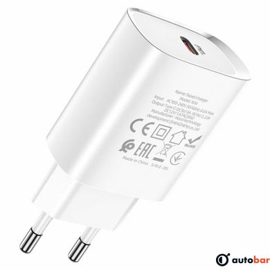 Мережевий зарядний пристрій HOCO N14 Smart Charging single port PD20W charger White 6931474745026