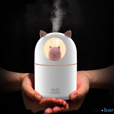 Зволожувач повітря Humidifier H2O Cat USB із котиком на 300мл. Колір: білий