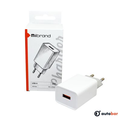 Мережевий зарядний пристрій Mibrand MI-206Q 18W Travel Charger USB-A White MIWC/206QUW