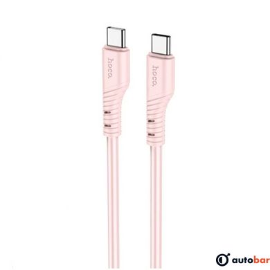 Кабель HOCO X97 Crystal color 60W silicone charging data cable Type-C to Type-C light pink
