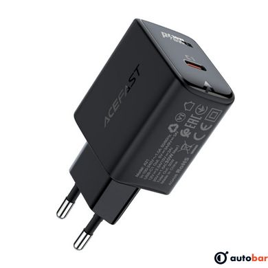 Мережевий зарядний пристрій ACEFAST A21 30W GaN single USB-C charger Black