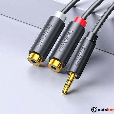 Аудіо кабель UGREEN AV109 3.5mm Male to 2RCA Female Cable 25cm (Gray)(UGR-10547)