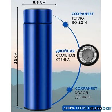 Термос UNIQUE UN-1006 500мл із датчиком температури. Колір синій