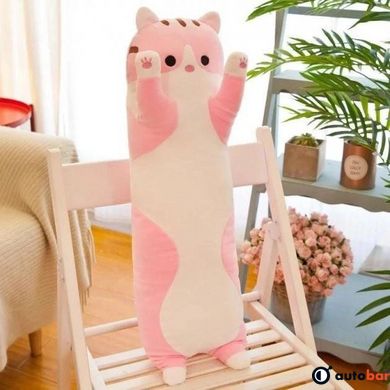 Гігантська м'яка плюшева іграшка Довгий Кіт Батон котейка-подушка 110 см. Колір: рожевий