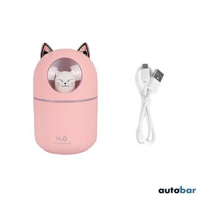 Зволожувач повітря Humidifier H2O Cat USB із котиком на 300мл. Колір: рожевий