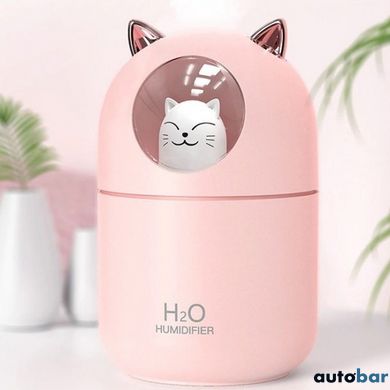 Зволожувач повітря Humidifier H2O Cat USB із котиком на 300мл. Колір: рожевий