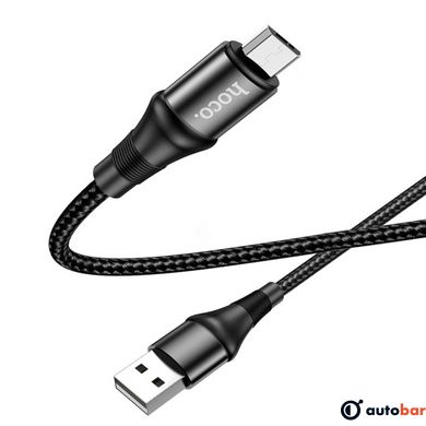 Кабель HOCO X50 USB to Micro 2.4A, 1m, nylon, aluminum connectors, Black