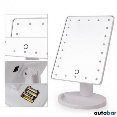 Дзеркало для макіяжу з 16 LED підсвічуванням Mirror White. Колір рожевий