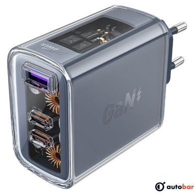 Мережевий зарядний пристрій ACEFAST A45 Sparkling series PD65W GaN (2*USB-C+USB-A) charger Mica gray
