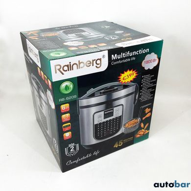 Мультиварка пароварка Rainberg RB-6209 45 програм 6 л 1000W, Сенсорна мультиварка рисоварка