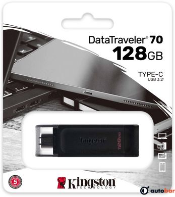 USB Flash Kingston DataTraveler 70 128GB USB-C 3.2 Gen 1, Retail DT70/128GB#