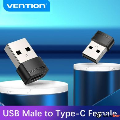 Адаптер Vention USB 2.0 Male to USB-C Female Adapter Black PVC Type (CDWB0)