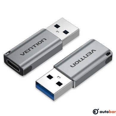 Адаптер Vention USB 3.0 Male to USB-C Female Adapter Gray Aluminum Alloy Type (CDPH0)
