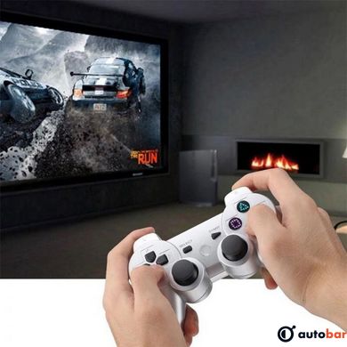 Бездротовий ігровий геймпад Doubleshock PS3/PC акумуляторний джойстик з функцією вібрації. Колір: білий