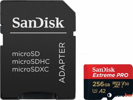 microSDXC (UHS-1 U3) SanDisk Extreme Pro A2 256Gb class 10 V30 (R200MB/s,W140MB/s) (adapter)