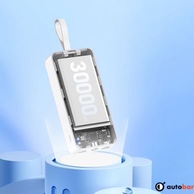Зовнішній акумулятор REMAX Suji Series PD 20W+QC 22.5W Fast Charging Cabled Power Bank 30000mAh RPP-550 White RPP-550 White