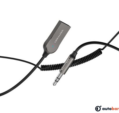 Адаптер Vention USB Car Bluetooth5.0 Audio Receiver With Coiled Cable 1.5M Gray Zinc Alloy Type (NAGHG)