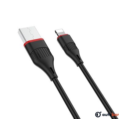 Кабель BOROFONE BX17 USB to iP 2A, 1m, PVC, TPE connectors, Black