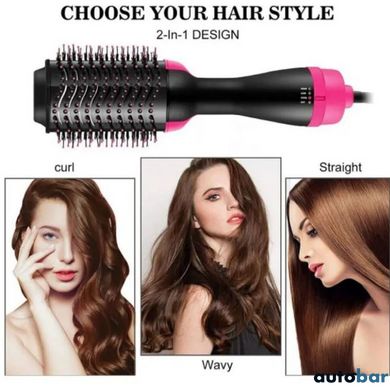 Фен Щітка гребінець 3в1 One step Hair Dryer 1000 Вт 3 режими випрямляч для укладання волосся стайлер з функцією іонізації