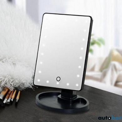 Дзеркало для макіяжу з 16 LED підсвічуванням Mirror White. Колір: чорний