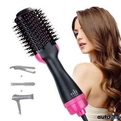 Фен Щітка гребінець 3в1 One step Hair Dryer 1000 Вт 3 режими випрямляч для укладання волосся стайлер з функцією іонізації