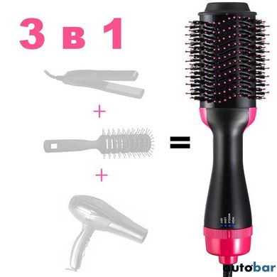 Фен Щітка гребінець 3в1 One step Hair Dryer 1000 Вт 3 режими випрямляч для укладання волосся стайлер з функцією іонізації