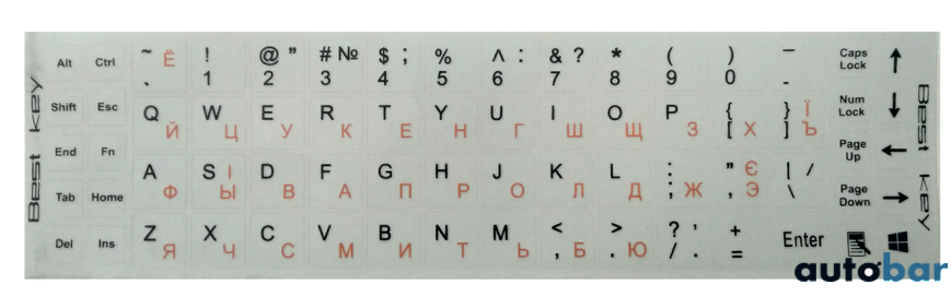 Наклейки на клавiатуру непрозорі, молочні (68 клавіш) 132193