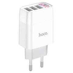 Мережевий зарядний пристрій HOCO C93A Easy charge 3-port digital display charger White 6931474760593