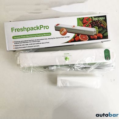 Вакууматор Freshpack Pro вакуумний пакувальник їжі, побутової. Колір зелений