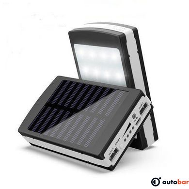 УМБ Power Bank Solar 40000 mAh мобільне зарядне із сонячною панеллю та лампою. Колір: чорний