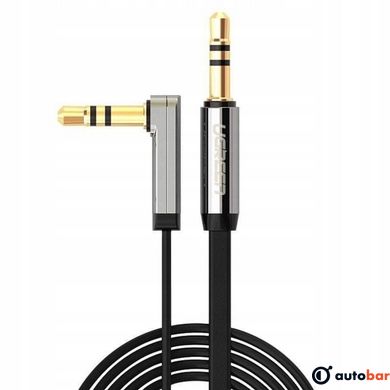Аудіо кабель UGREEN AV119 3.5mm Male to 3.5mm Male Straight to angle flat Cable 1m (Black)(UGR-10597)