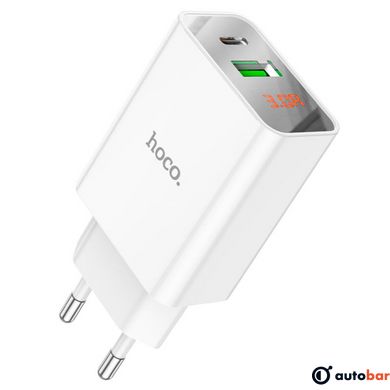 Мережевий зарядний пристрій HOCO C100A PD20W+QC3.0 charger with digital display White