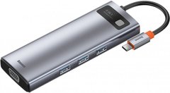 Док-станція Baseus USB3.1 Type-C-->USB C(PD)100W/HDMI 4K 30Hz/VGA/USB3.2/RJ45/SD+TF,9in1 Grey (CAHUB-CU0G)
