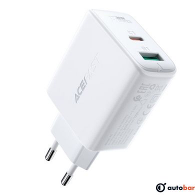 Мережевий зарядний пристрій ACEFAST A5 PD32W(USB-C+USB-A) dual port charger White