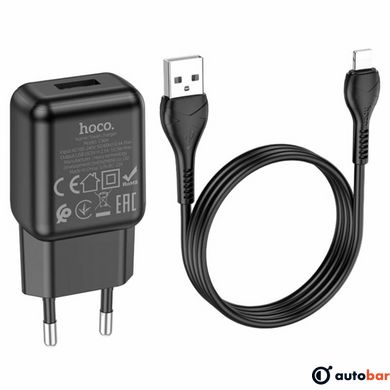 Мережевий зарядний пристрій HOCO C96A single port charger set(iP) Black 6931474765987