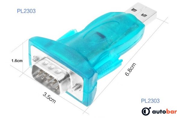 Перехідник USB --> COM (RS232) 9pin, Chipset PL-2303, синій B00376