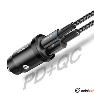 Автомобільний зарядний пристрій Essager Gyroscope Mini Charger USB-A + Type-C 30W black (ECCAC-TL01)