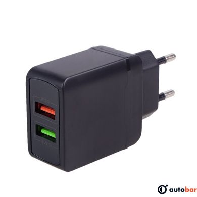 Мережевий зарядний пристрій VOIN 28W, 2 USB, QC3.0 (Port 1-5V*3A/9V*2A/12V*1.5A. Port 2-5V2A)