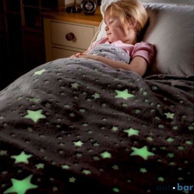 Плед, що світиться в темряві, плюшеве покривало Blanket kids Magic Star 150х100 см флісова ковдра. Колір: сірий