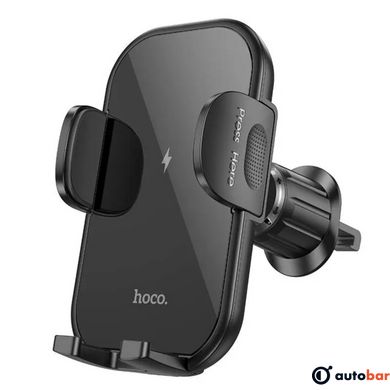 Тримач для мобiльного з БЗП HOCO HW4 Journey wireless fast charging car holder(air outlet) Black