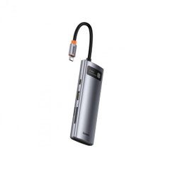 USB-Hub Baseus Metal Gleam Series 7-in-1 Multifunctional Type-C HUB Docking Station Gray（Type-C to HDMI*1+USB3.0*2+USB-C*1+PD*1+SD/TF*1) WKWG020113