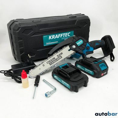 Акумуляторна ланцюгова міні пила 20 см у кейсі Krafftec (36V 4 Ач) + 2 акумулятори та індикатором заряду ws44184-1