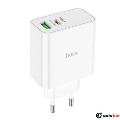 Мережевий зарядний пристрій HOCO C113A Awesome PD65W dual port(1A1C) charger White 6931474790910