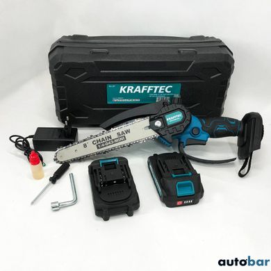 Акумуляторна ланцюгова міні пила 20 см у кейсі Krafftec (36V 4 Ач) + 2 акумулятори та індикатором заряду ws44184-1