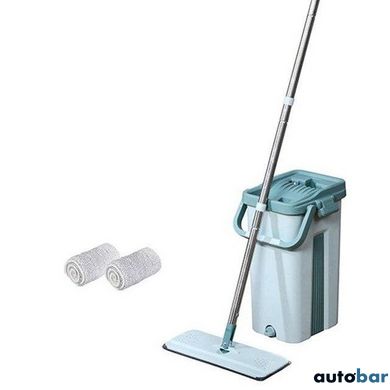 Швабра - ледар з відром і автоматичним віджимом 2 в 1 Hand Free Cleaning Mop 5 л. Колір: зелений