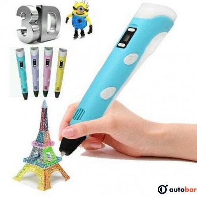3D ручка Smart 3D Pen 2 c LCD дисплеєм. Колір блакитний